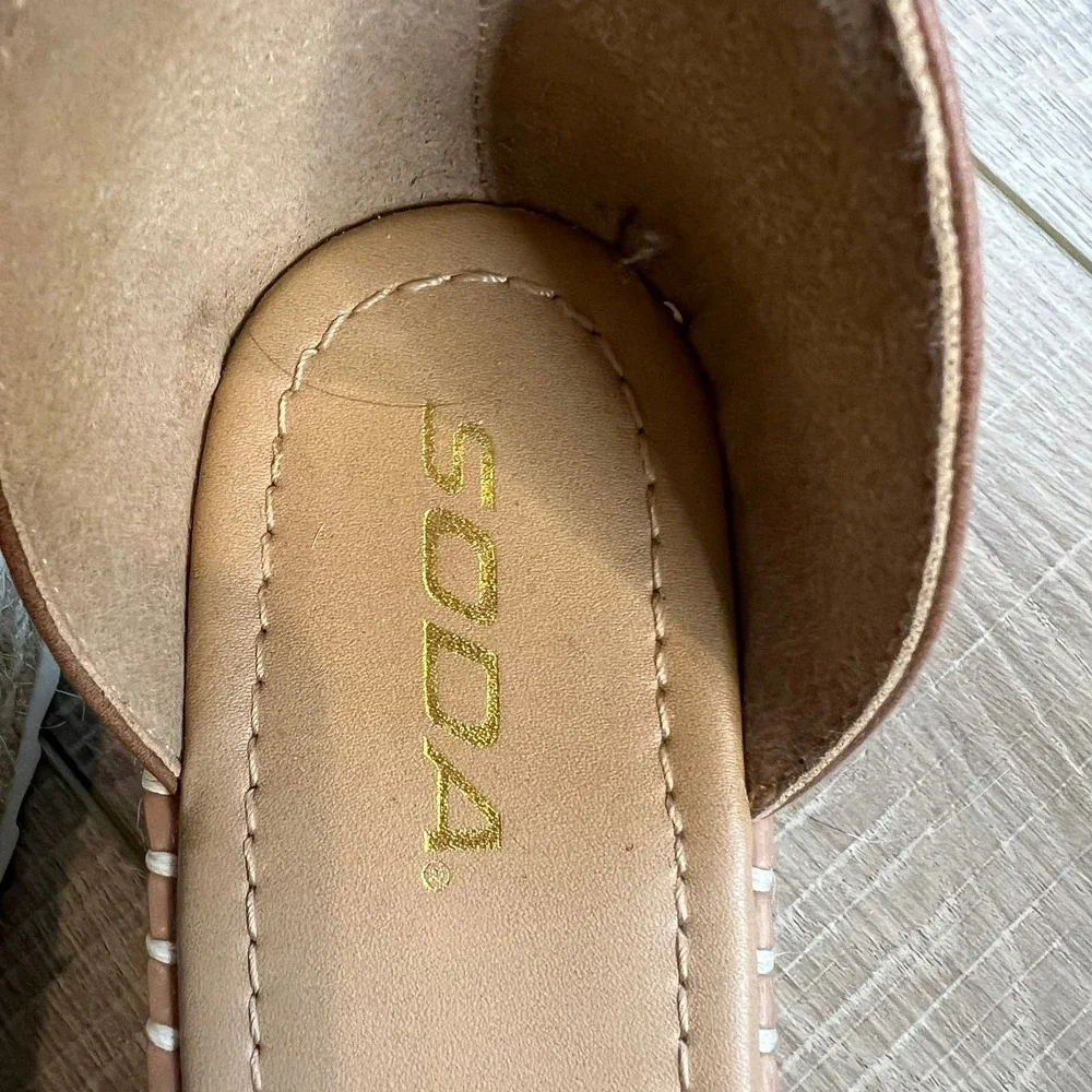 Soda Platform Wedge Sandals Cognac Brown Espadrille Ankle Strap Size 9 - Picture 8 of 9